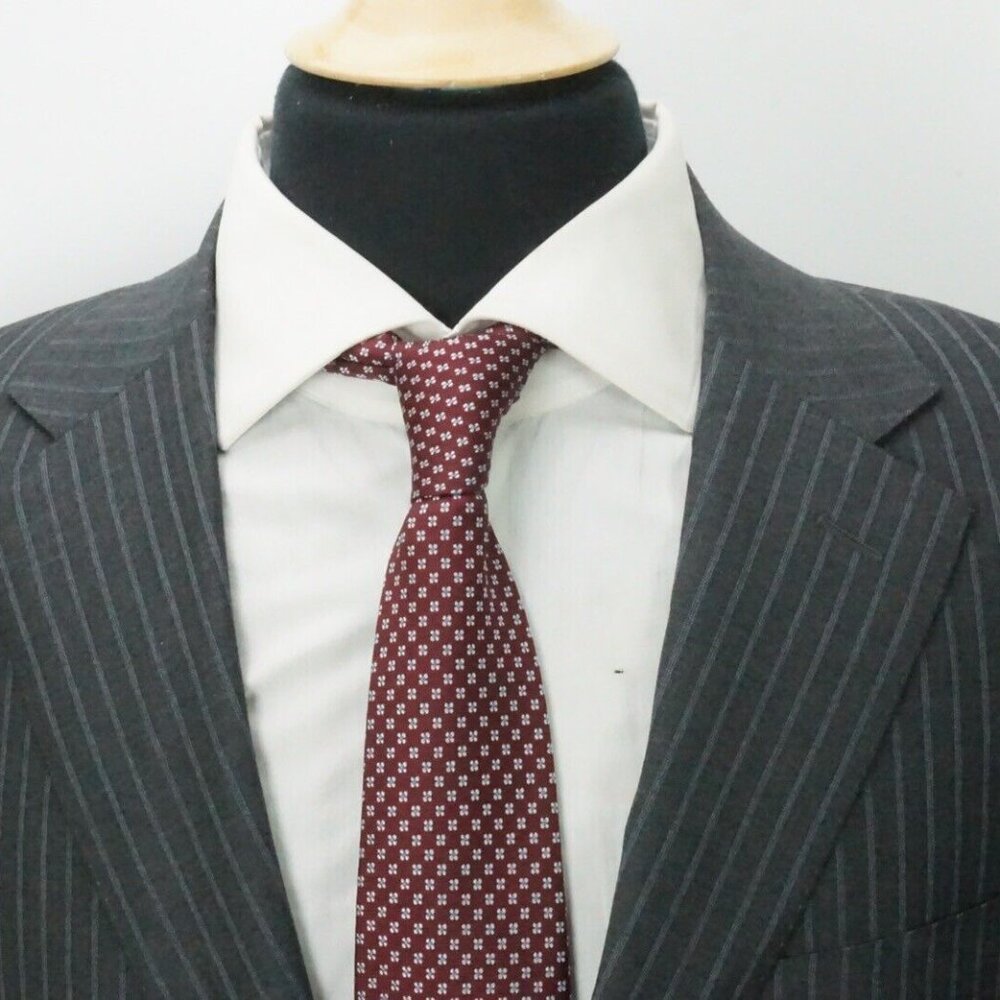 Canali 1934 CURRENT Gray Blue Striped 100% Wool 2 Pc Suit Jacket Pants Sz 42R - Picture 2 of 11